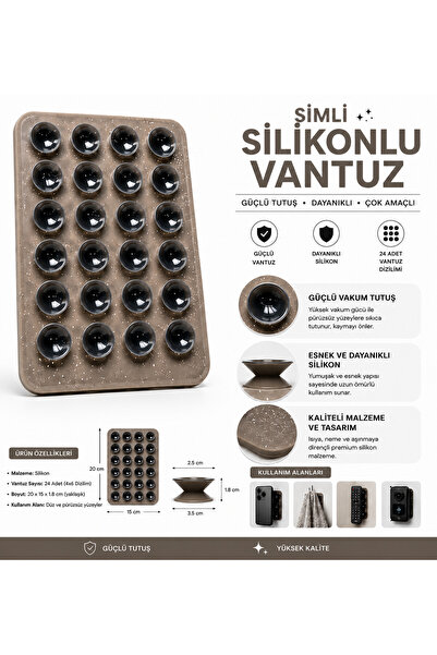 HYPERSOFT Tüm Telefonlarla Uyumlu Yapışkanlı Kaymaz Simli Silikon Vantuz Tele...