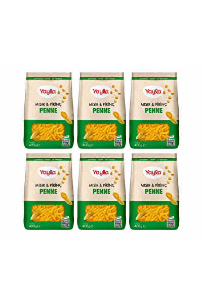 Yayla Glutensiz Mısır & Pirinç Penne Makarna 400 Gr x 6’lı Avantaj Paketi | V...