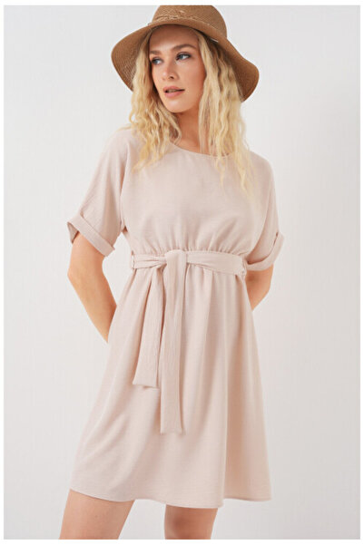 ALPACO Short Sleeve Mini Linen Dress
