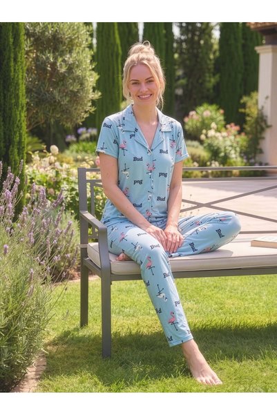 Minimoon Mother-Daughter Matching Outfit: Front-Button Summer Pajama Set (Ordered Separately)