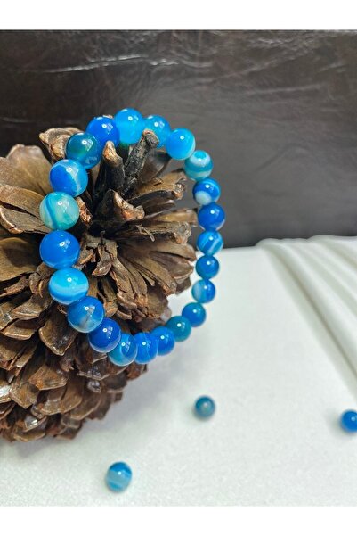 LADIN DOGALTAŞ Original Blue Agate Stone Bracelet