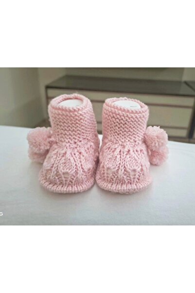 MİNOHOUSE El Örgüsü Pudra Pembe Kız Bebek Patik (0_6 ay)