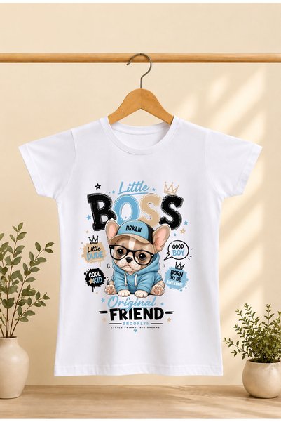 ModaXen Children's T-Shirt with the Words Little Boss Printed on It, 100% Cot...