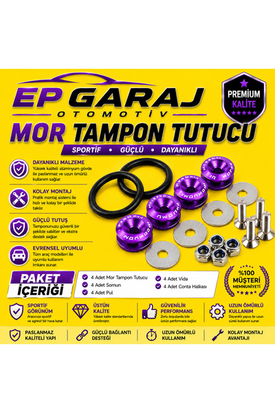 EP GARAJ OTOMOTİV Sarı Zeminli Mor Tampon Tutucu – Sportif ve Güçlü Tasarım