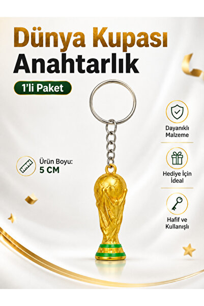 KATMANCA TEKNOLOJİ Dünya Kupası Anahtarlık Gold Kupa Figürlü 5 cm Hediyelik T...