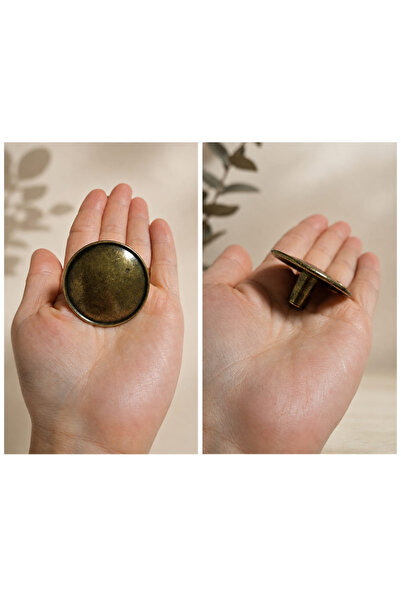 GOLDKULP Antik Ve Siyah 45mm Çap Düğme Kulp Mobilya Dolap Kulpu - 10lu Paket