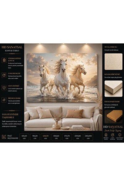 HD SANATSAL 1 KOŞAN ATLAR SALON DEKORATİF KANVAS TABLO