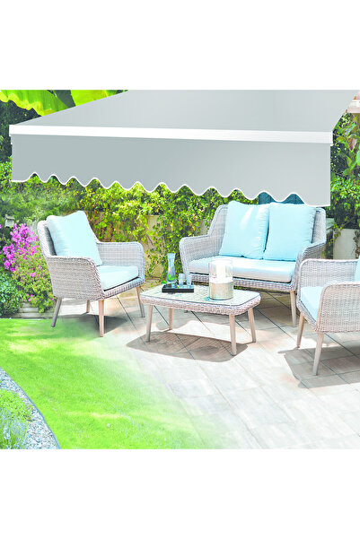 ENLIS Polyester Balkon Tentesi Açık Gri 400x250 cm Bahçe Teras Güneşlik Tente