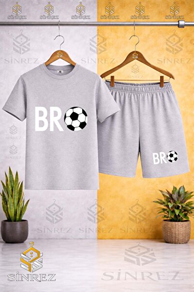 SİNREZ Crew Neck Kids Bro Top Yazi Byz Printed T-Shirt - Shorts Set