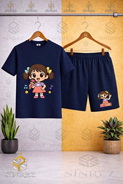 SİNREZ Tricou imprimat pentru copii cu guler rotund și microfon - Set pantalo...