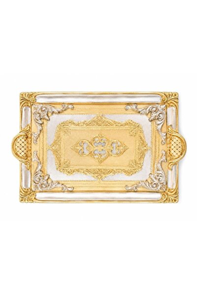 L&M FLORENCE ART L&M 241/Fre-3 Rosewood Gold/Silver Tray 40X26 cm