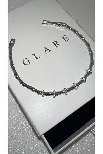 GLARE JEWELRY CO سوار من الفولاذ المقاوم للصدأ موديل كوبونيت مرصع بحجر الزركو...