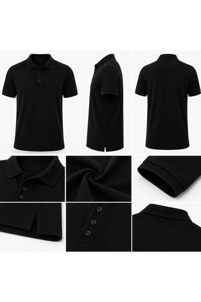 YUYİ Ji̇ber 100% Cotton Polo Collar Three Button Men's T-Shirt
