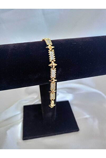 inci çelik aksesuar Steel Star Detail Stone Studded Bracelet