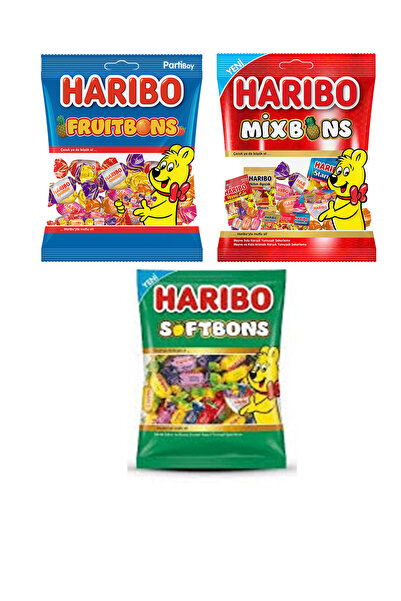 Haribo حلوى العيد للتقديم كهدايا 3 عبوات (فروت بونز، سوفت بونز، ميكس بونز)