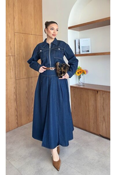 Şeker Portakalım Set din două piese: fustă și jachetă din denim