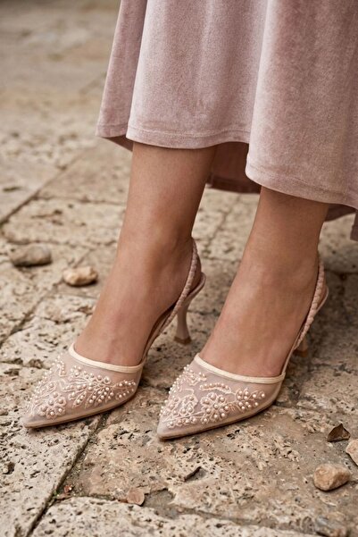 sefayol Juene Beige Women's Heeled Shoes