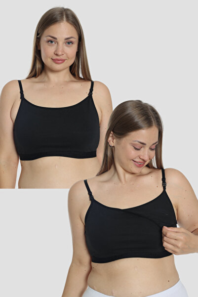 X MODAL 2 Pieces Black Women's Breastfeeding Half Tank Top Bustier with Rope ...