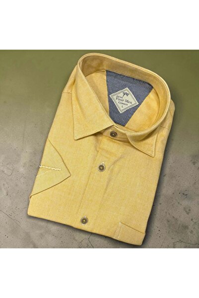 EREN STYLE Linen Classic 100% Cotton Short Sleeve Anti-Sweat Shirt