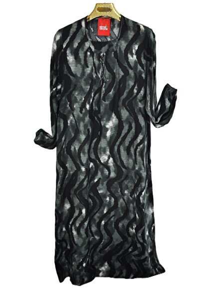 elma abone Plus Size Mother's Viscose Patterned Dress