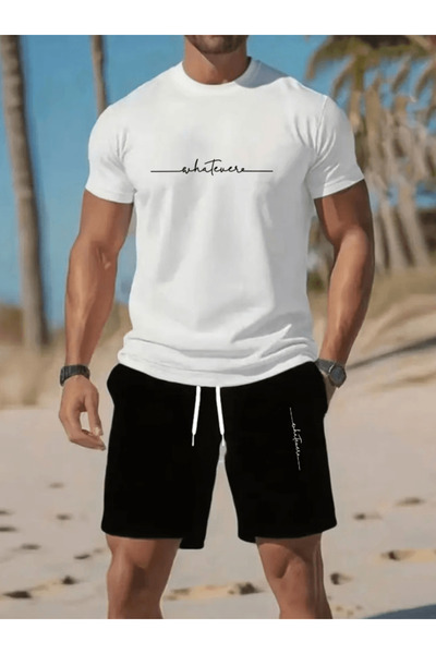 one button Set de tricou și pantaloni scurți pentru bărbați, cu imprimeu Hori...