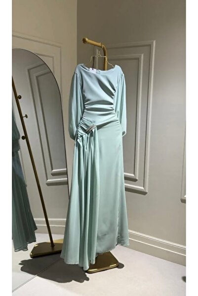 sacha Tiffany Long Dress with Crystal Embellishments at the Waist
