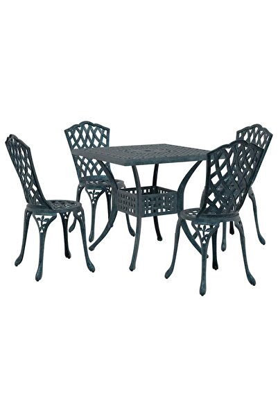 vidaxl Set masă de grădină 5 pcs Verde Aluminiu turnat