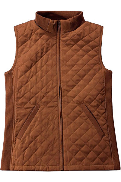 Bienzoe Light brown vest, lined, breathable, with slanted side pockets, 2XL