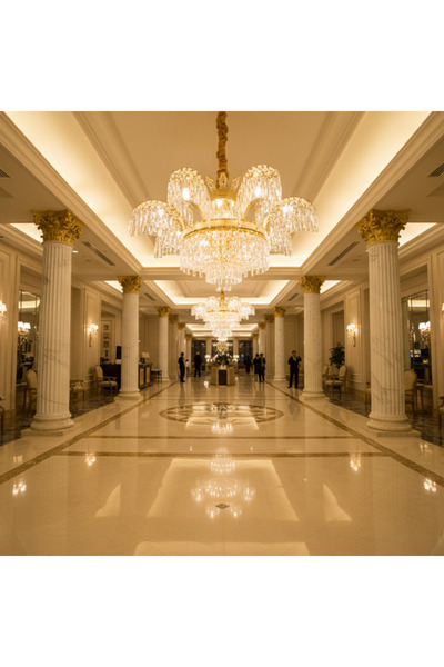 Alessandro DESIGN Candelabru Cristal PALACE, 8 brate, D80cm, Auriu Lucios, In...