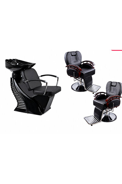 Yoshimoto Set frizerie-coafor mobilier : scafa coafor + 2x scaune Royal Barbe...