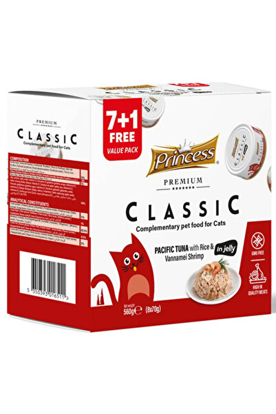 Prince Princess Premium Classic Κονσέρβα Γάτας με Τόνο, Γαρίδα & Ρύζι 70gr (7...