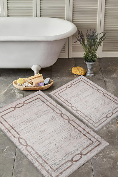 VİVİCAHOME Washable Non-Slip Based 2-Piece Bath Mat Set Stylish Design Bath Mat