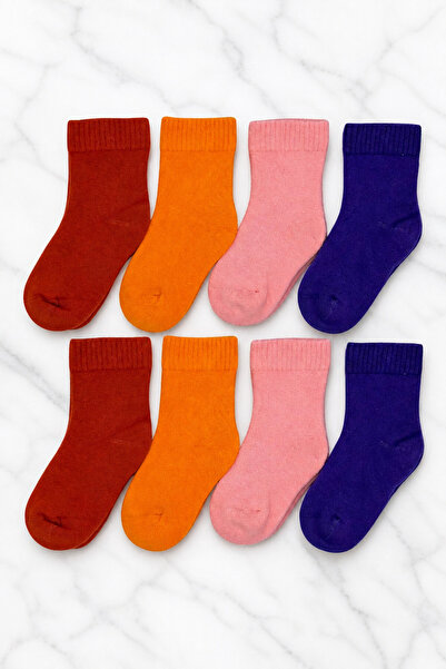 ZENGİN 8-Piece Pack Girls' Winter Thick Terry Socks Set Seamless Toe Assorted...