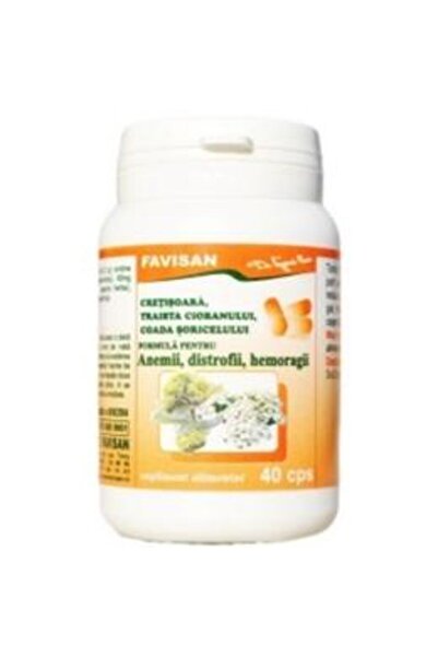 Favisan Formula pentru Anemii, Distrofii, Hemoragii Favisan, 40 capsule