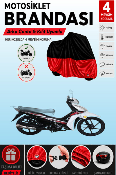 Cemku Double Black Top - Red Bottom, Rear Bag Compatible Rks Next 50 Motorcyc...