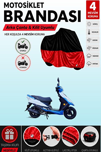 Cemku Double غطاء علوي أسود - سفلي أحمر، غطاء خلفي متوافق مع دراجة أباتشي ألف...