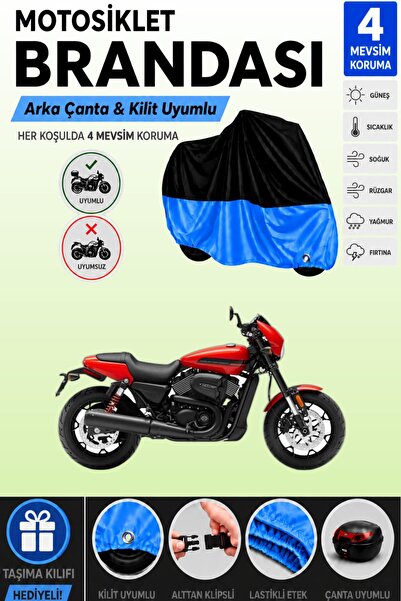 Cemku Double Black Top - Blue Bottom, Rear Bag Compatible Harley-Davidson Str...