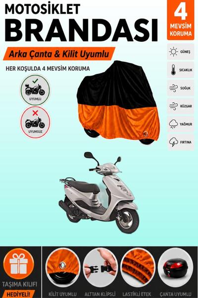 Cemku Double Black Top - Orange Bottom, Rear Bag Compatible Yamaha Cygnus L M...
