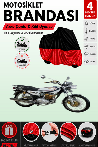 Cemku Double Black Top - Red Bottom, Rear Bag Compatible Kuba Cheetah 125 Mot...