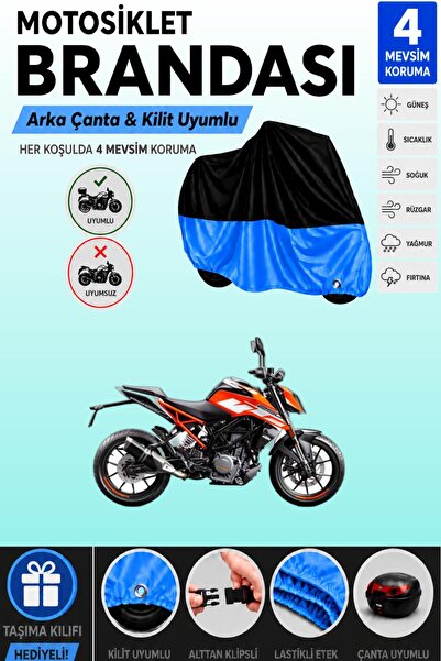 Cemku Double Black Top - Blue Bottom, Rear Bag Compatible Ktm 250 Duke Abs Mo...