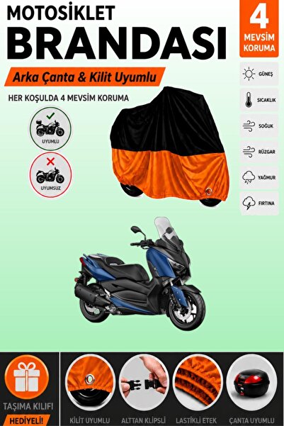 Cemku Double Black Top - Orange Bottom, Rear Bag Compatible Yamaha X-Max 250 ...