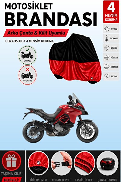 Cemku Double Black Top - Red Bottom, Rear Bag Compatible Ducati Multistrada M...