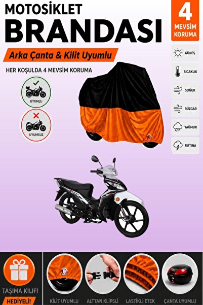 Cemku Double Black Top - Orange Bottom, Rear Bag Compatible Rks Rodos 100 Mot...