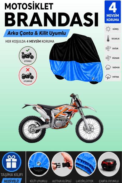 Cemku Double Black Top - Blue Bottom, Rear Bag Compatible Ktm 250 Freeride R ...