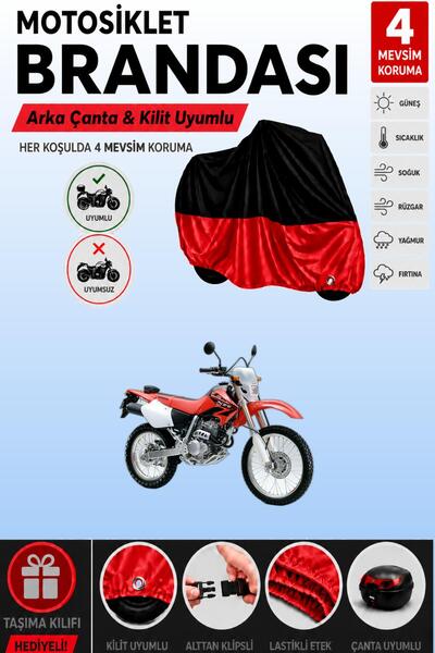 Cemku Double غطاء علوي أسود - سفلي أحمر، غطاء خلفي متوافق مع دراجة هوندا XR 2...