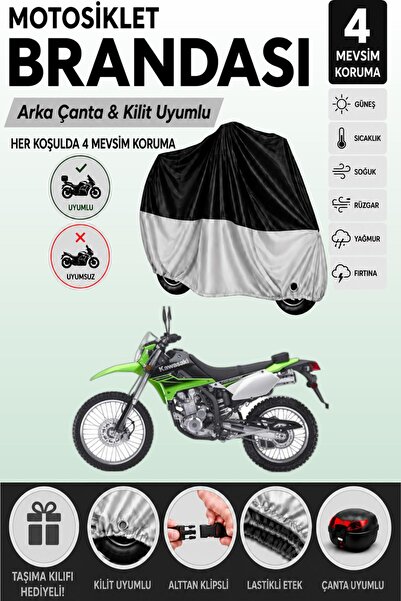 Cemku Double Black Top - Gray Bottom, Rear Bag Compatible Kawasaki Klx 250 Mo...