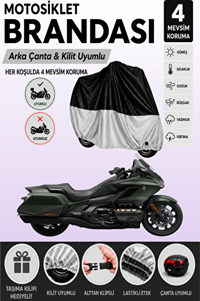 Cemku Double Black Top - Gray Bottom, Rear Bag Compatible Honda Goldwing Gl 1...