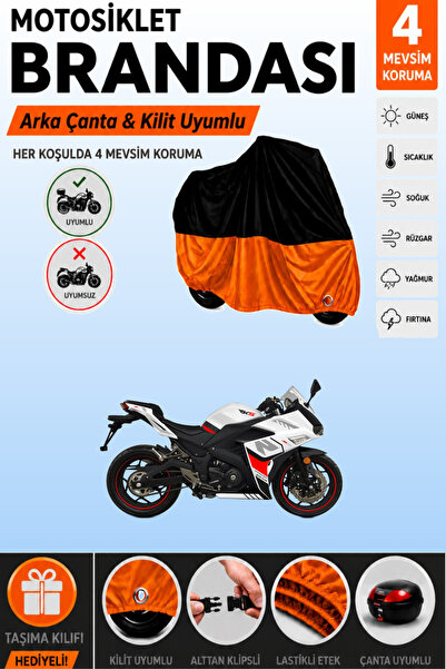 Cemku Double Black Top - Orange Bottom, Rear Bag Compatible Rks M250 Motorcyc...
