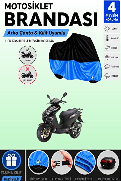 Cemku Double Black Top - Blue Bottom, Rear Bag Compatible Keeway Arn 150 Moto...