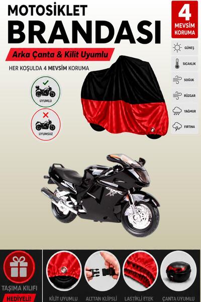 Cemku Double Black Top - Red Bottom, Rear Bag Compatible Honda Cbr 1100 Xx Mo...